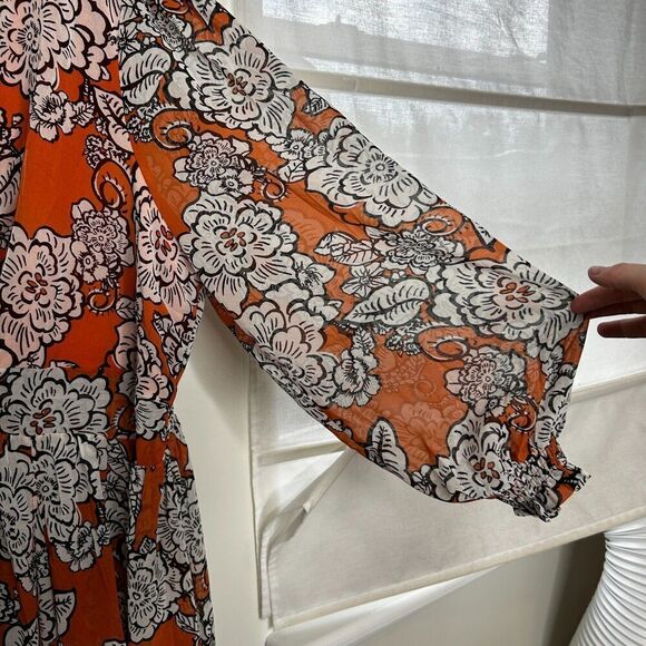 Nina Parker Orange Floral Maxi Dress Cover Up Resortwear Vacation Plus Size 4X - Picture 5 of 11